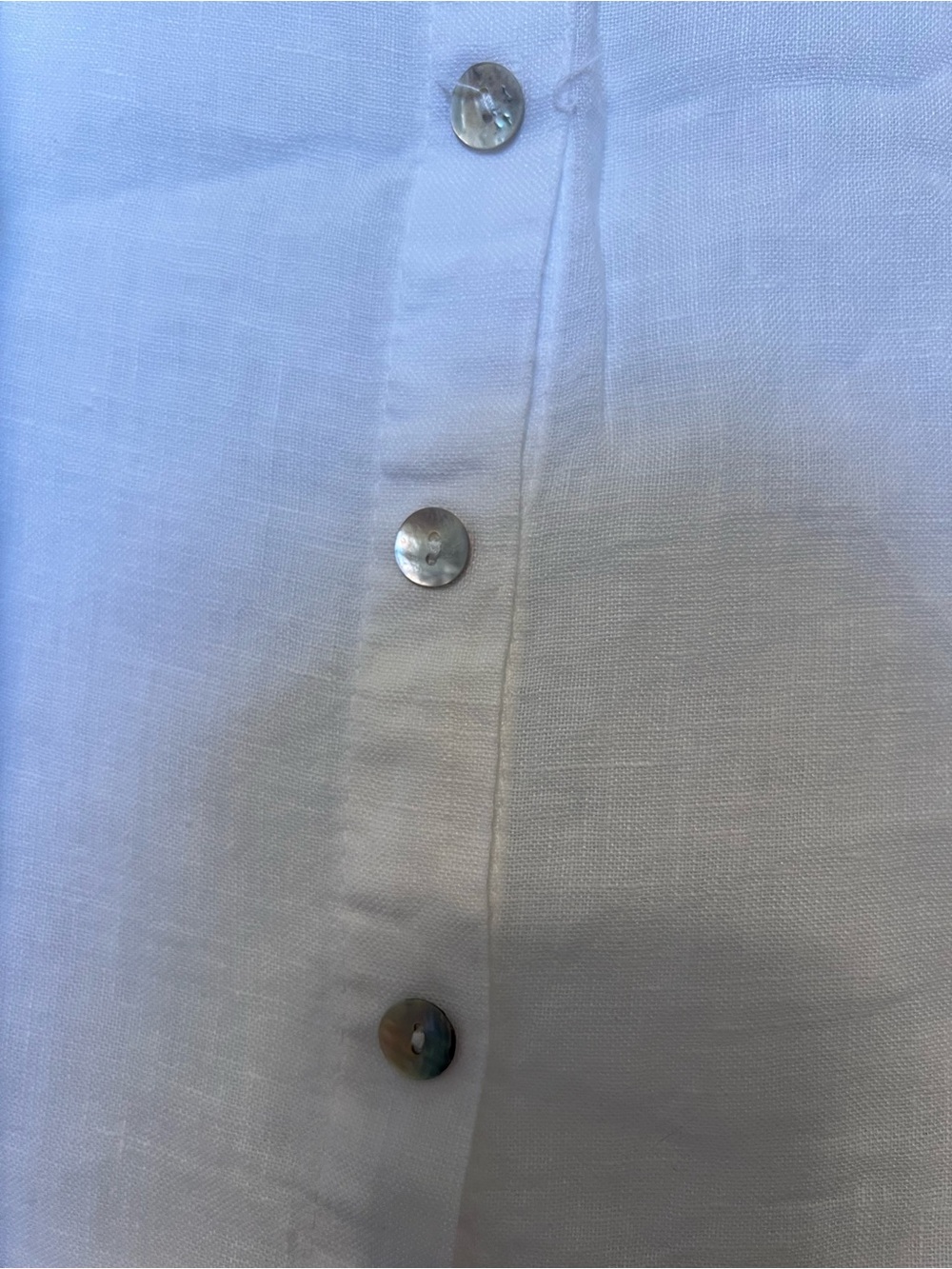 Terzo Millennio White 100% Linen Short-Sleeve Top with Button Detail size Large - Picture 3 of 9